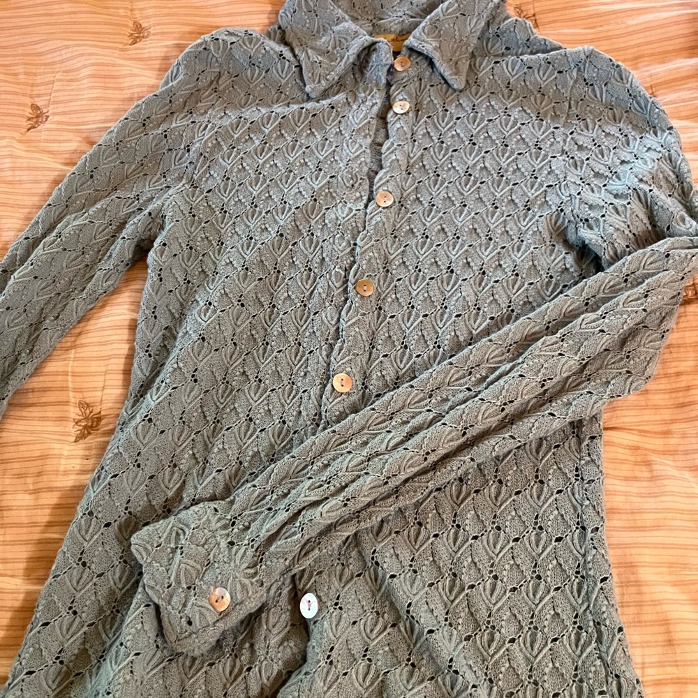 Anthropologie Blue Button Down Shirt with Classic Design
